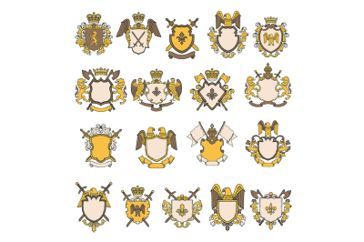 Colored pictures set of heraldic elements