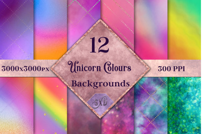 Unicorn Colours Backgrounds - 12 Image Set