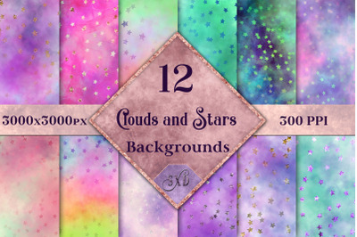 Clouds and Stars Backgrounds - 12 Image Set