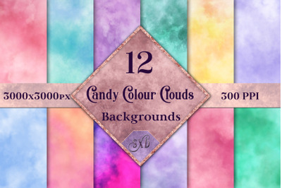 Candy Colour Clouds - 12 Background Images