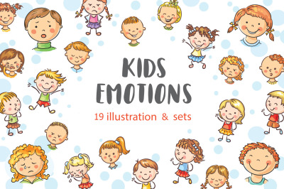Kids emotions bundle, children with various emotion