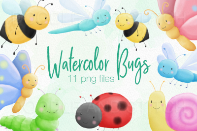Cute Bugs Watercolor Illustrations