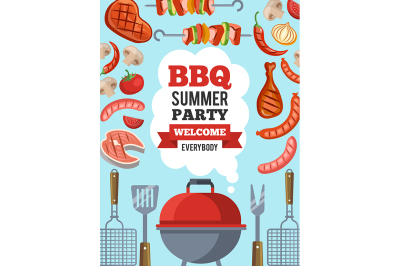 Design template of invitation for bbq party