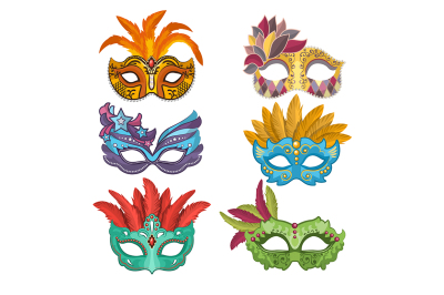 Woman masks with feathers for masquerade