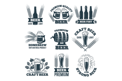 Labels or badges set of beer. Elements for emblem or logo design