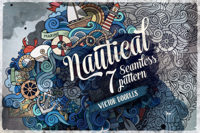 7 Nautical Doodle Endless Patterns