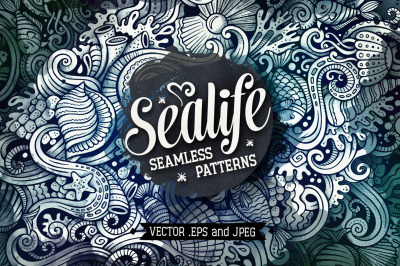 Sea Life Graphic Doodles Patterns