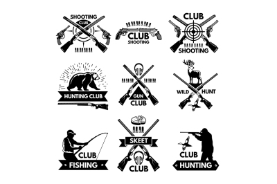 Labels and badges set for hunting club