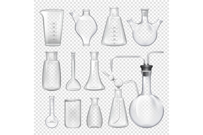 Equipment for chemical laboratory. Different vials and jars