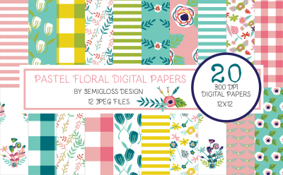Pastel Floral Digital Paper Pack