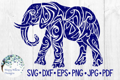 Tribal Elephant, Boho Animal SVG/DXF/EPS/PNG/JPG/PDF