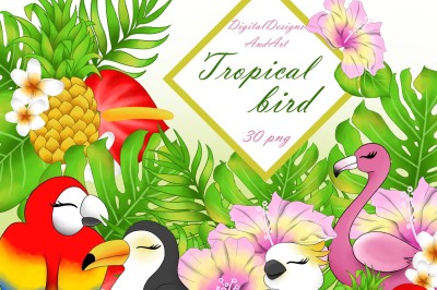 Tropical birds clipart