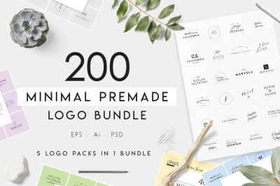 200 Minimal Premade Logo Bundle