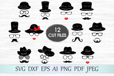 Retro people, Photo booth clipart SVG, DXF, EPS, AI, PNG, PDF, JPEG