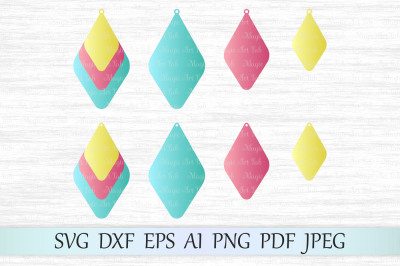 Rhombus earrings, Stacked earrings SVG, DXF, EPS, AI, PNG, PDF, JPEG