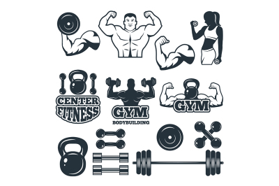 Different symbols and badges set for fitness club