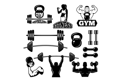 Badges and labels for gym and fitness club