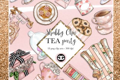 Shabby Chic Tea Party - 18 Png hand made clip arts 
