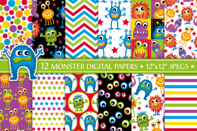 Monster digital papers, Monster patterns