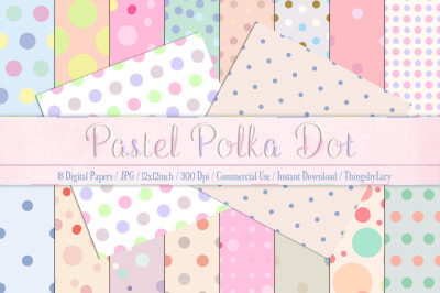 18 Seamless Pastel Polka Dot Digital Papers