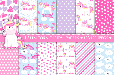 Unicorn digital papers, Unicorn patterns