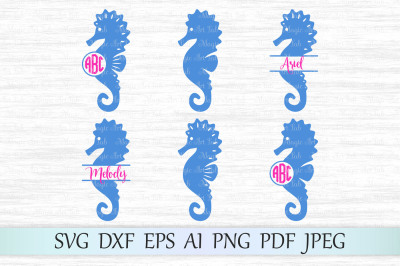 Seahorse, Sea horse monogram SVG, DXF, EPS, AI, PNG, PDF, JPEG
