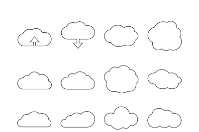 Cloud line web icons for cloud computing