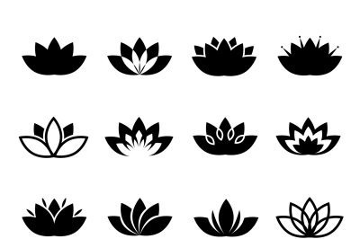 Lotus flower vector icons set