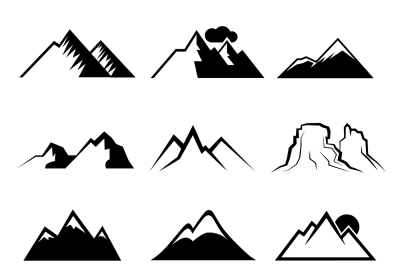 Monochrome mountain vector icons