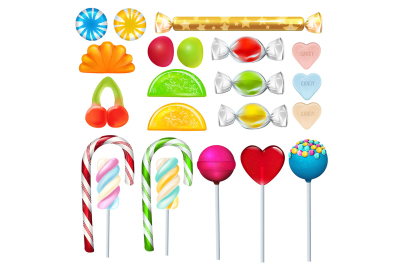 Different sweets and candies from sugar