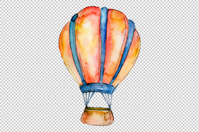 Colorful hot air balloon PNG set