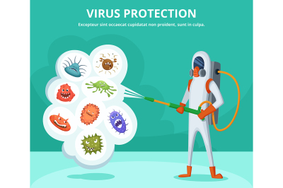 Concept illustration of viruses protection