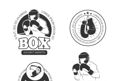 Boxing vector retro labels set