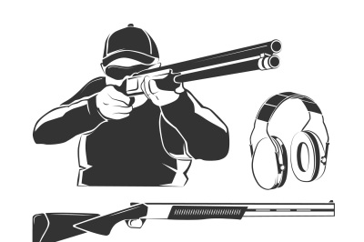Vector elements for shooting club retro labels, emblems, logos and bad