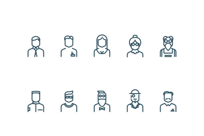 People, user profile vector line icons