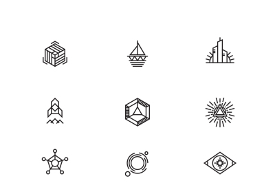 Linear geometric logo elements for business