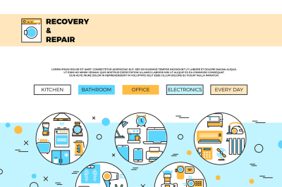 Household appliances repair service website page vector template