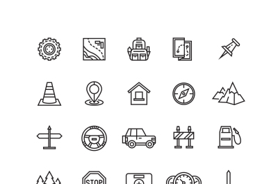 Vector road, auto line icons