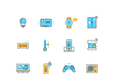 Internet of things, internet technology vector flat icons