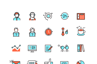 Customer service, call center vector flat icons