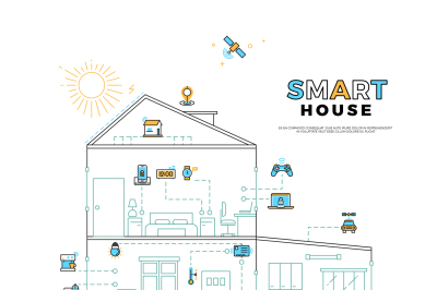 Smart house technology system vector concept