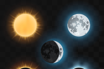 Sun moon eclipses. Vector illustration