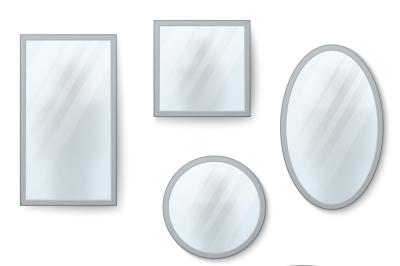 Vector realistic mirrors set with blurry reflection