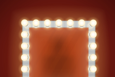 Makeup mirror with electric bulbs. Vector illustration