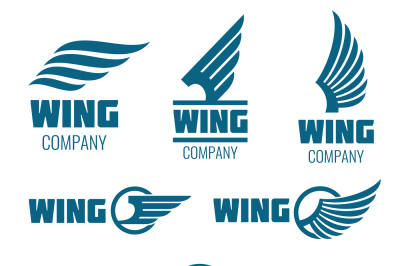 Abstract wings vector logo set for delivery, cargo, business companies