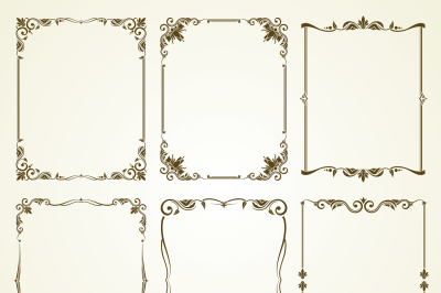 Vector vintage calligraphic frames set