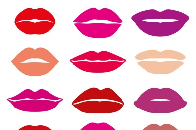 Womans lip with red lipstick vector set
