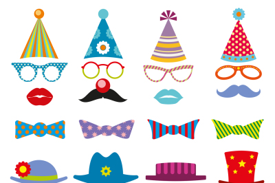 Birthday party photo booth props vector set