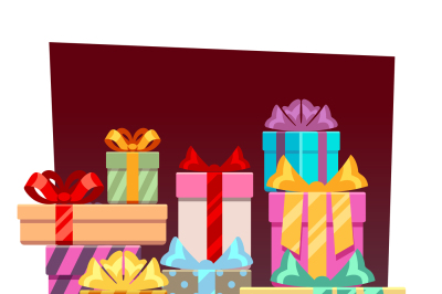 Abstract festive vector background with gift boxes