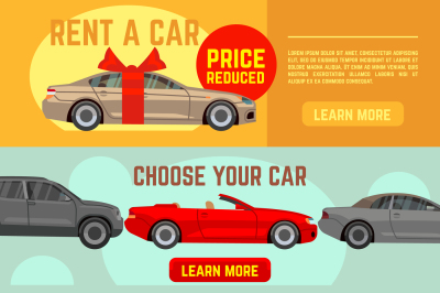Buying and selling car vector banners set